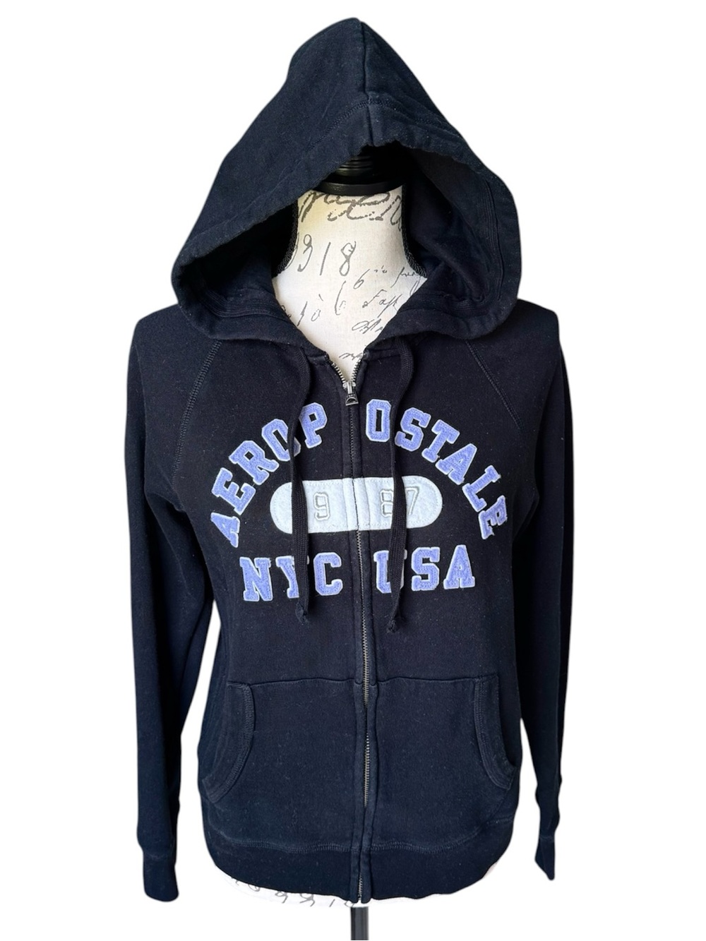 Aeropostale Black NYC USA Full-Zip Hoodie Jacket